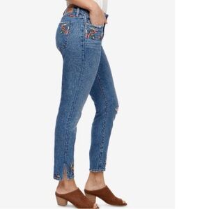 Lucky Brand Ava Skinny Size 6/28 Blue Jeans with Colorful Floral Embroidery